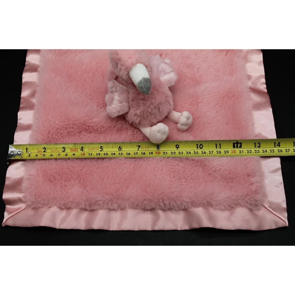 Cloud Island Pink Flamingo Security Blanket Lovey Baby Plush Satin Trim 14